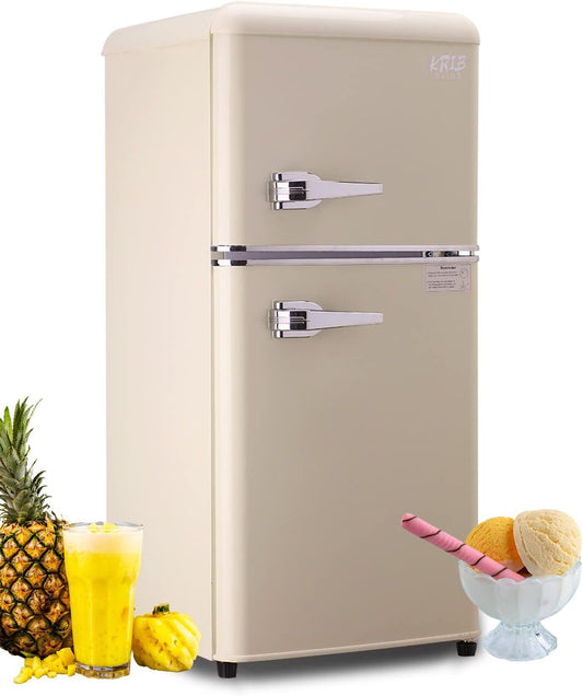 3.5 Cu. Ft. Cream Mini Refrigerator with Freezer | Compact Fridge - 1st Choice Furniture Direct