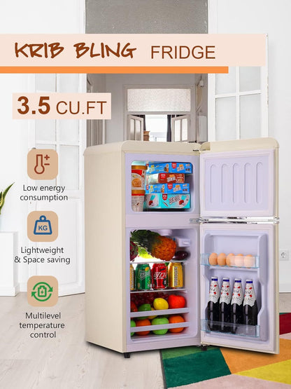3.5 Cu. Ft. Cream Mini Refrigerator with Freezer | Compact Fridge - 1st Choice Furniture Direct