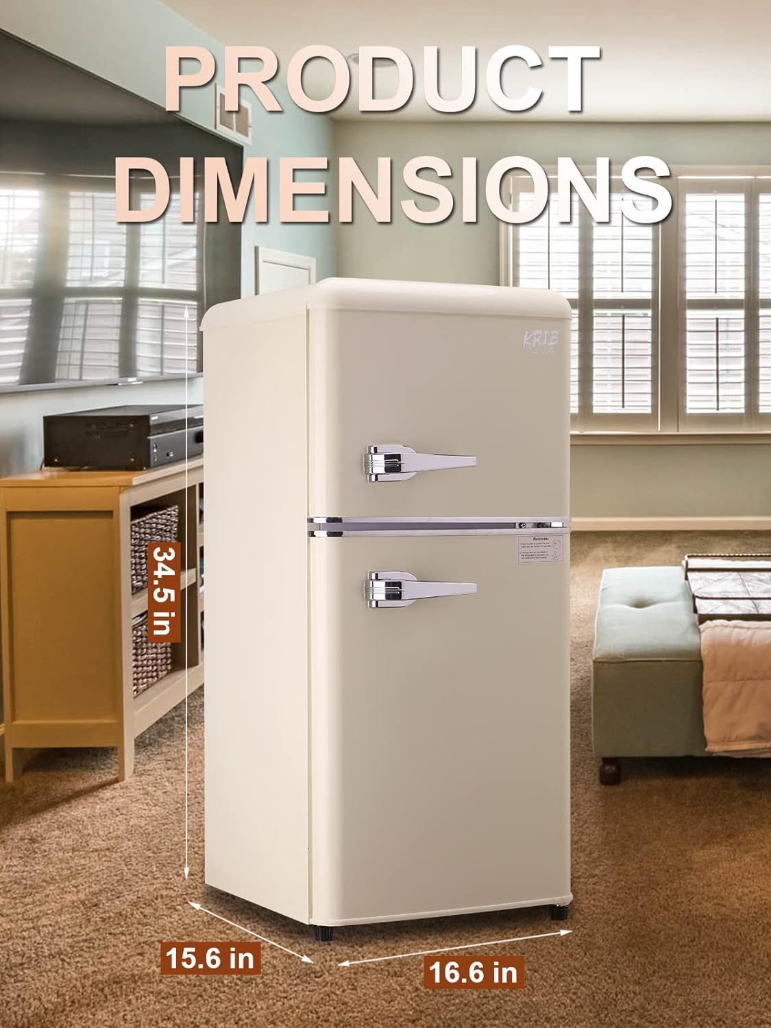 3.5 Cu. Ft. Cream Mini Refrigerator with Freezer | Compact Fridge - 1st Choice Furniture Direct