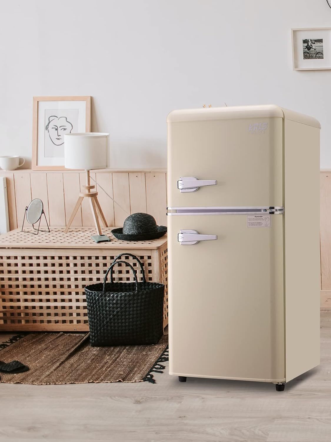 3.5 Cu. Ft. Cream Mini Refrigerator with Freezer | Compact Fridge - 1st Choice Furniture Direct