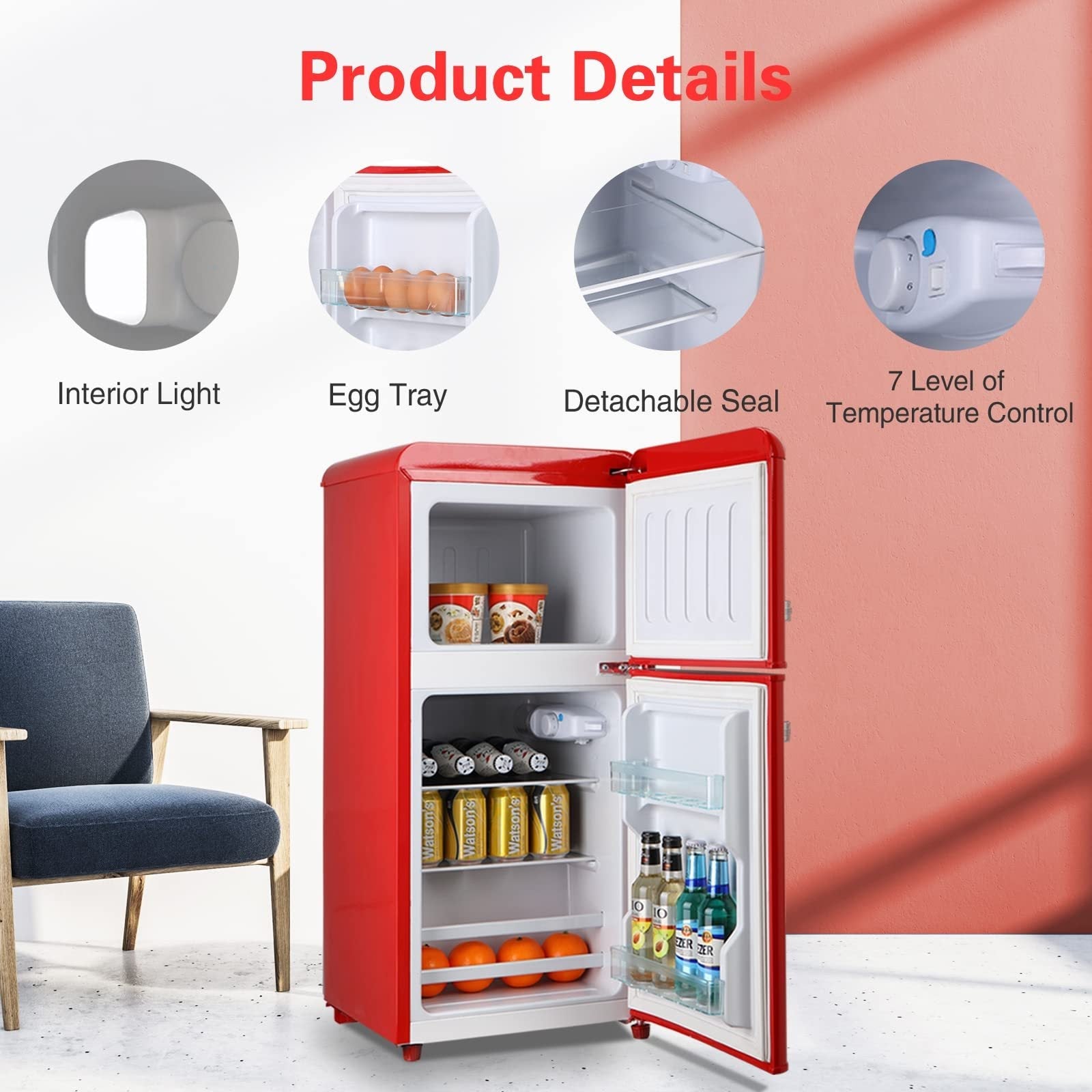 3.5 Cu. Ft. Red Mini Refrigerator with Freezer | Compact Fridge - 1st Choice Furniture Direct