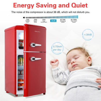 3.5 Cu. Ft. Red Mini Refrigerator with Freezer | Compact Fridge - 1st Choice Furniture Direct