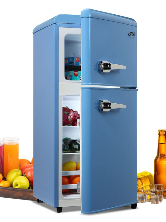 3.5 Cu.ft Compact Refrigerator, Retro Mini Fridge with Freezer, Small Drink Chiller with 2 Door Adjustable Mechanical Thermostat for Home, Office,Dorm or RV Blue - 1st Choice Furniture Direct