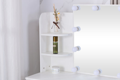 1st Choice Large Vanity Set with 10 Light Bulbs Makeup Table with Cushioned Stool