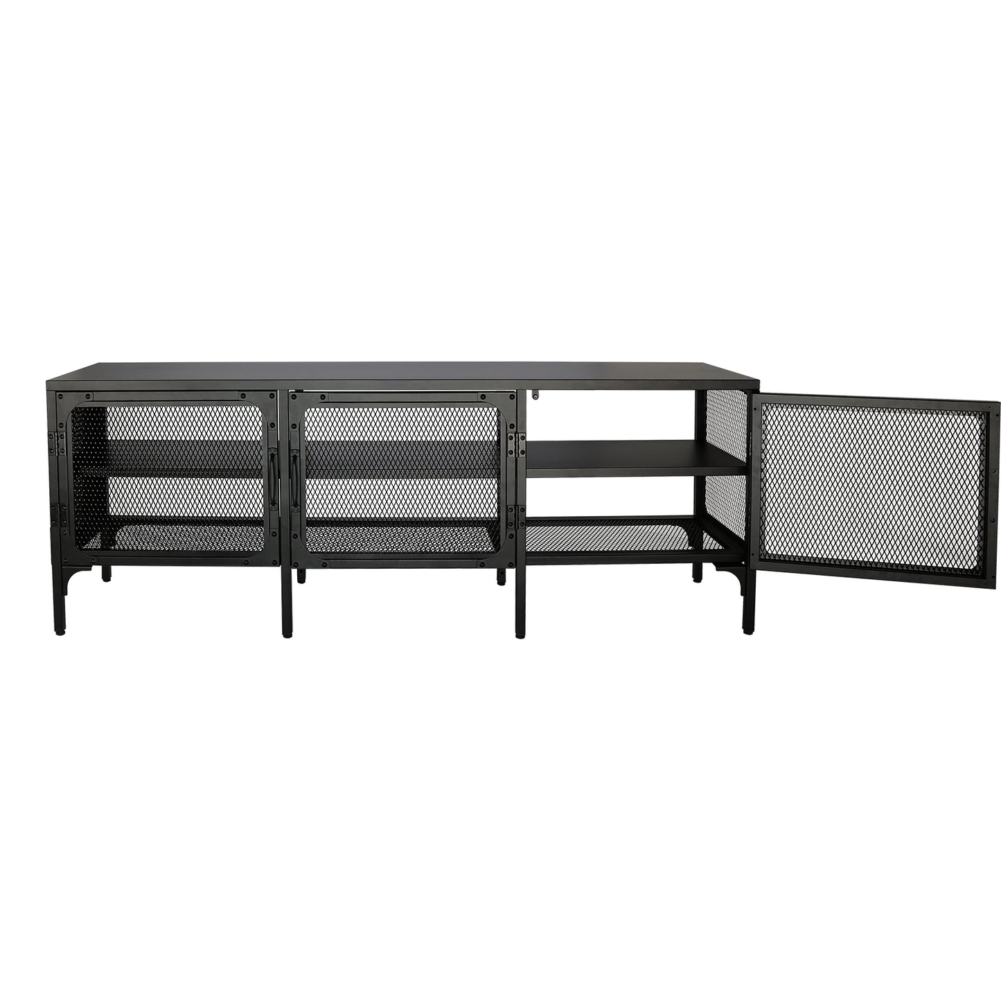 1st Choice Elegant Black Steel TV Stand | Modern Industrial Style