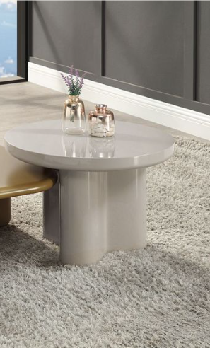 Light Gray Round Coffee Table with Thick MDF Top