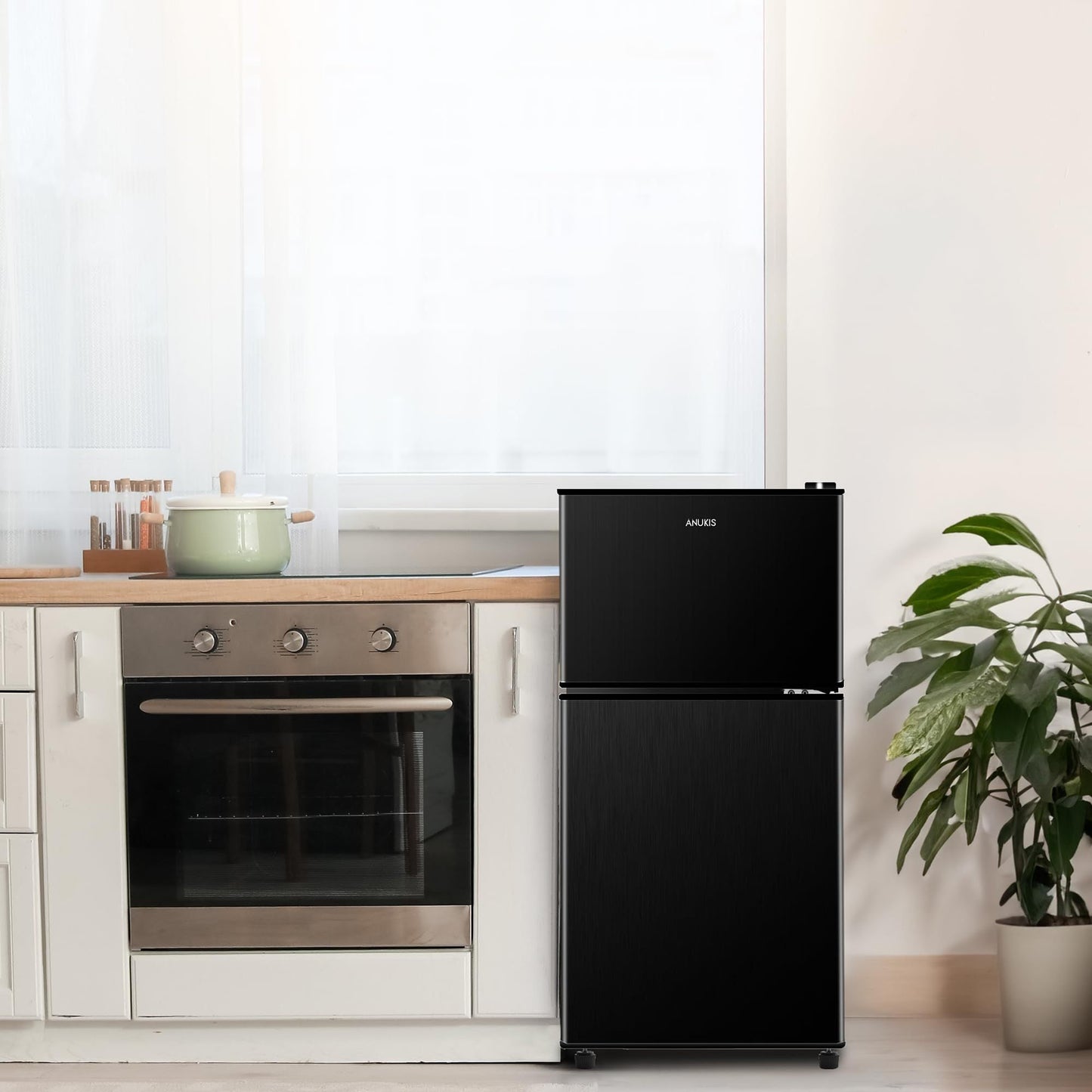3.5Cu.Ft Compact Refrigerator Mini Fridge with Freezer, Small Refrigerator with 2 Door, 7 Level Thermostat Removable Shelves for Kitchen, Dorm, Apartment, Bar, Office Black - 1st Choice Furniture Direct