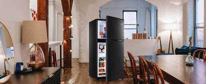 3.5Cu.Ft Compact Refrigerator Mini Fridge with Freezer, Small Refrigerator with 2 Door, 7 Level Thermostat Removable Shelves for Kitchen, Dorm, Apartment, Bar, Office Black - 1st Choice Furniture Direct