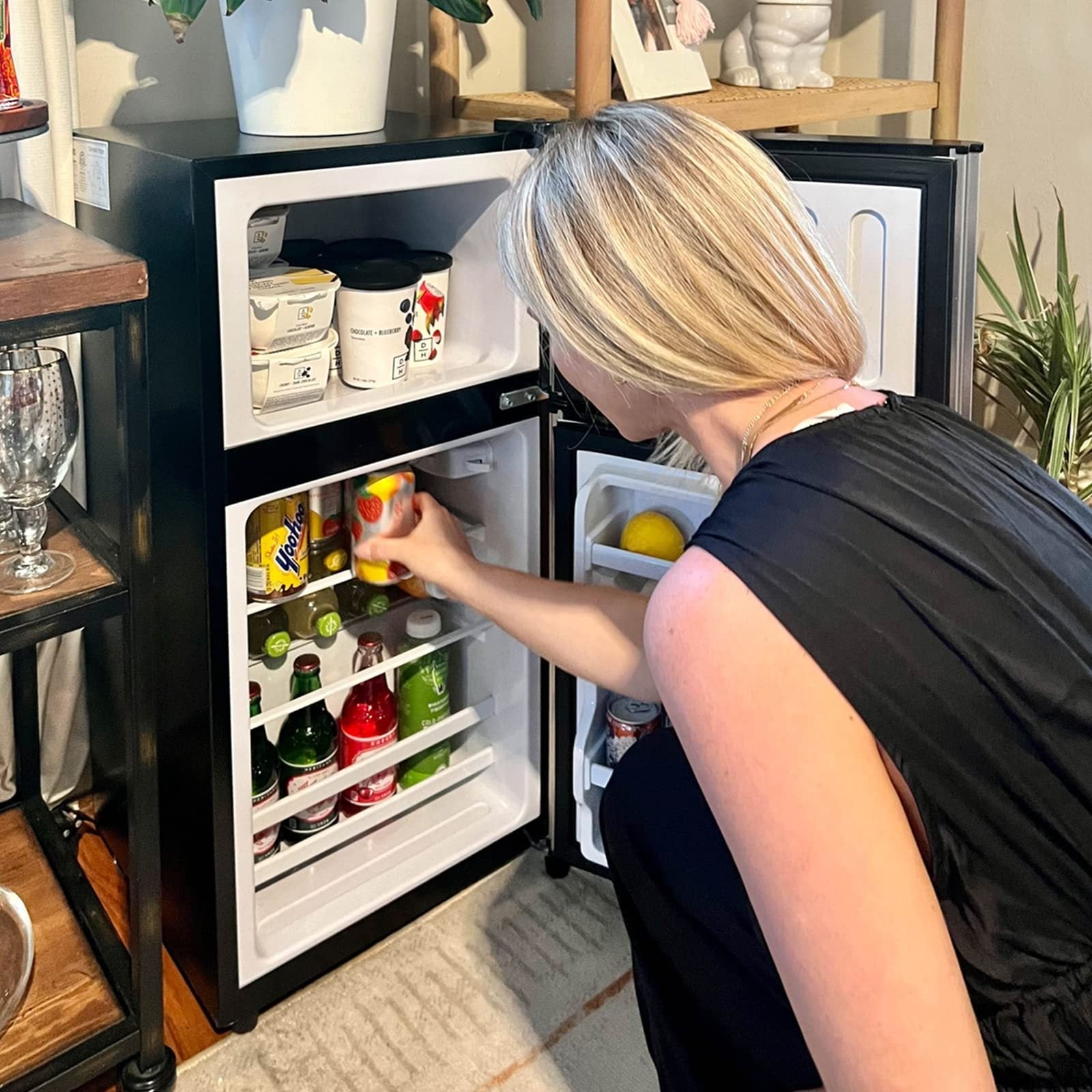 3.5Cu.Ft Compact Refrigerator Mini Fridge with Freezer, Small Refrigerator with 2 Door, 7 Level Thermostat Removable Shelves for Kitchen, Dorm, Apartment, Bar, Office Black - 1st Choice Furniture Direct