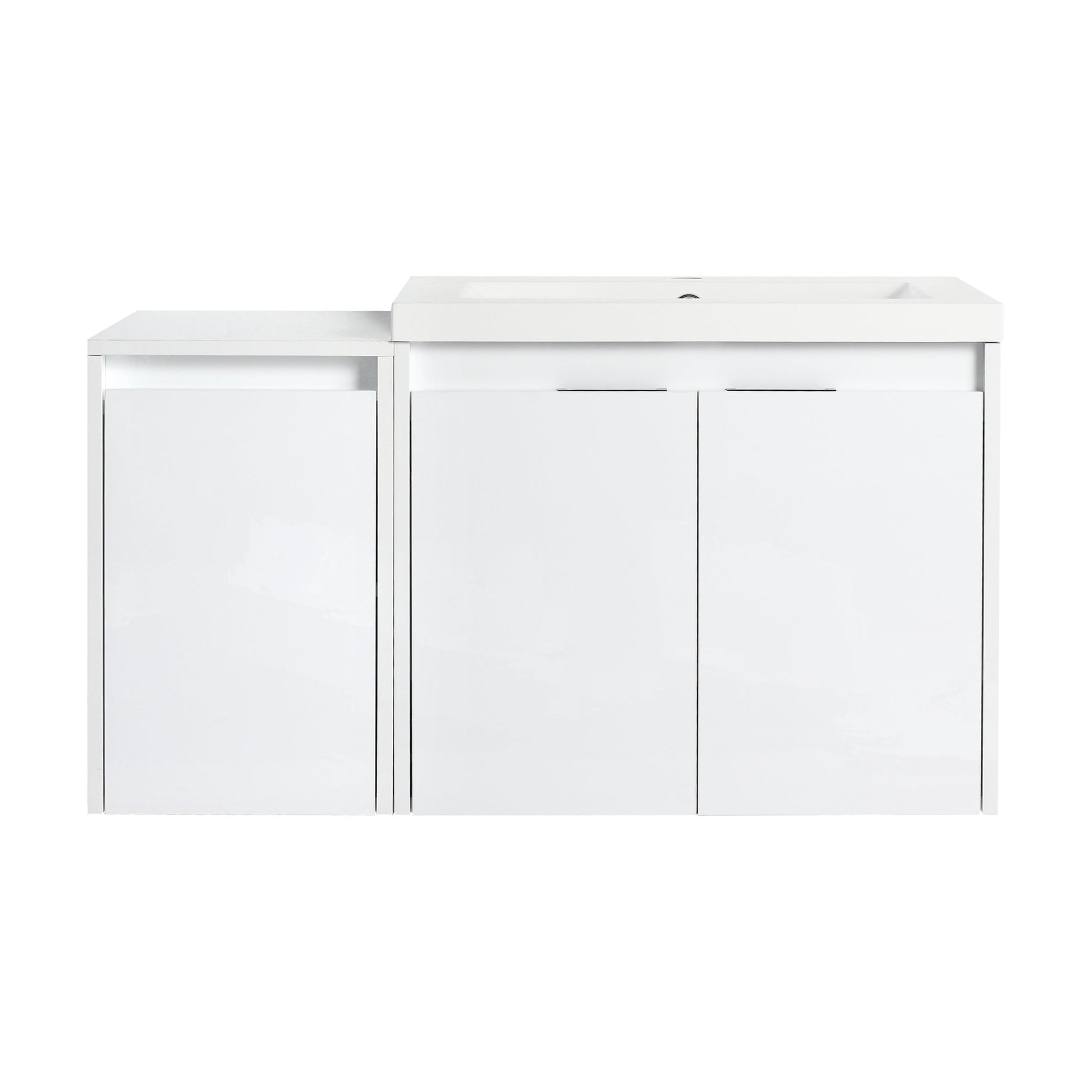36' Bathroom Vanity With Resin Sink , 2 - Soft Close Doors and 1 - Side Cabinet, Float Mounting Design, Glossy White, Plywood(KD - Packing) - 1st Choice Furniture Direct