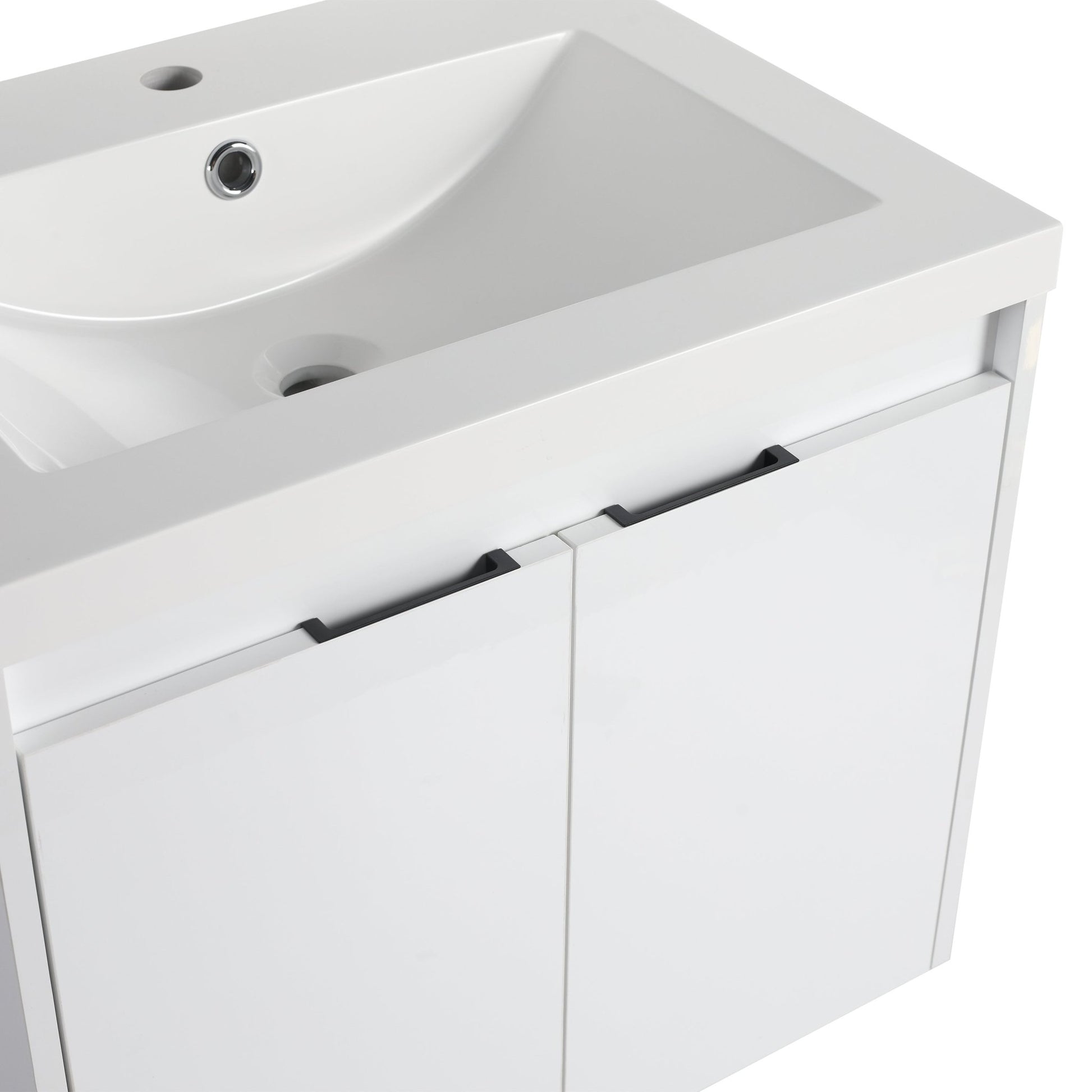 36' Bathroom Vanity With Resin Sink , 2 - Soft Close Doors and 1 - Side Cabinet, Float Mounting Design, Glossy White, Plywood(KD - Packing) - 1st Choice Furniture Direct