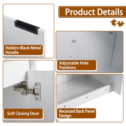 36' Bathroom Vanity With Resin Sink , 2 - Soft Close Doors and 1 - Side Cabinet, Float Mounting Design, Glossy White, Plywood(KD - Packing) - 1st Choice Furniture Direct