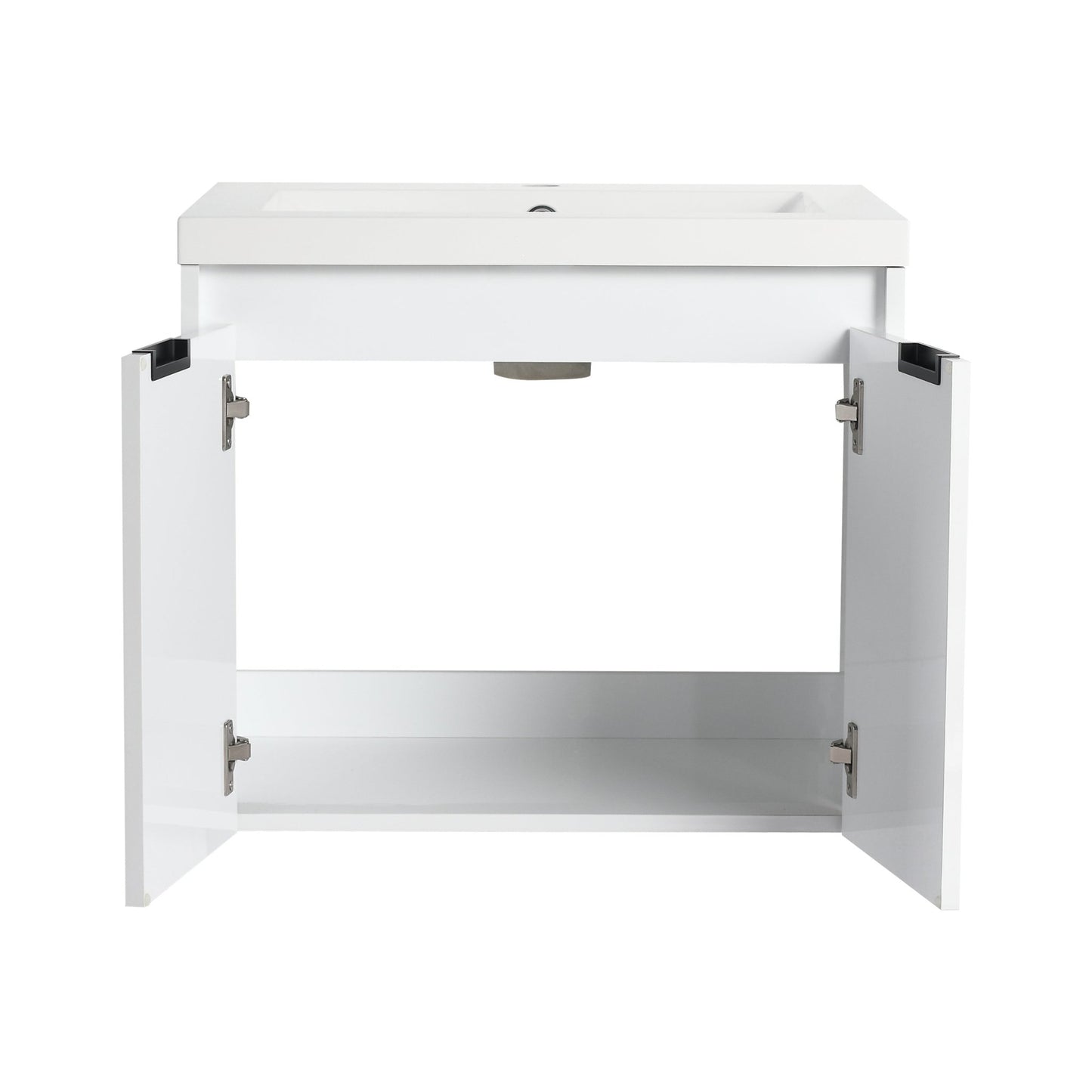 36' Bathroom Vanity With Resin Sink , 2 - Soft Close Doors and 1 - Side Cabinet, Float Mounting Design, Glossy White, Plywood(KD - Packing) - 1st Choice Furniture Direct