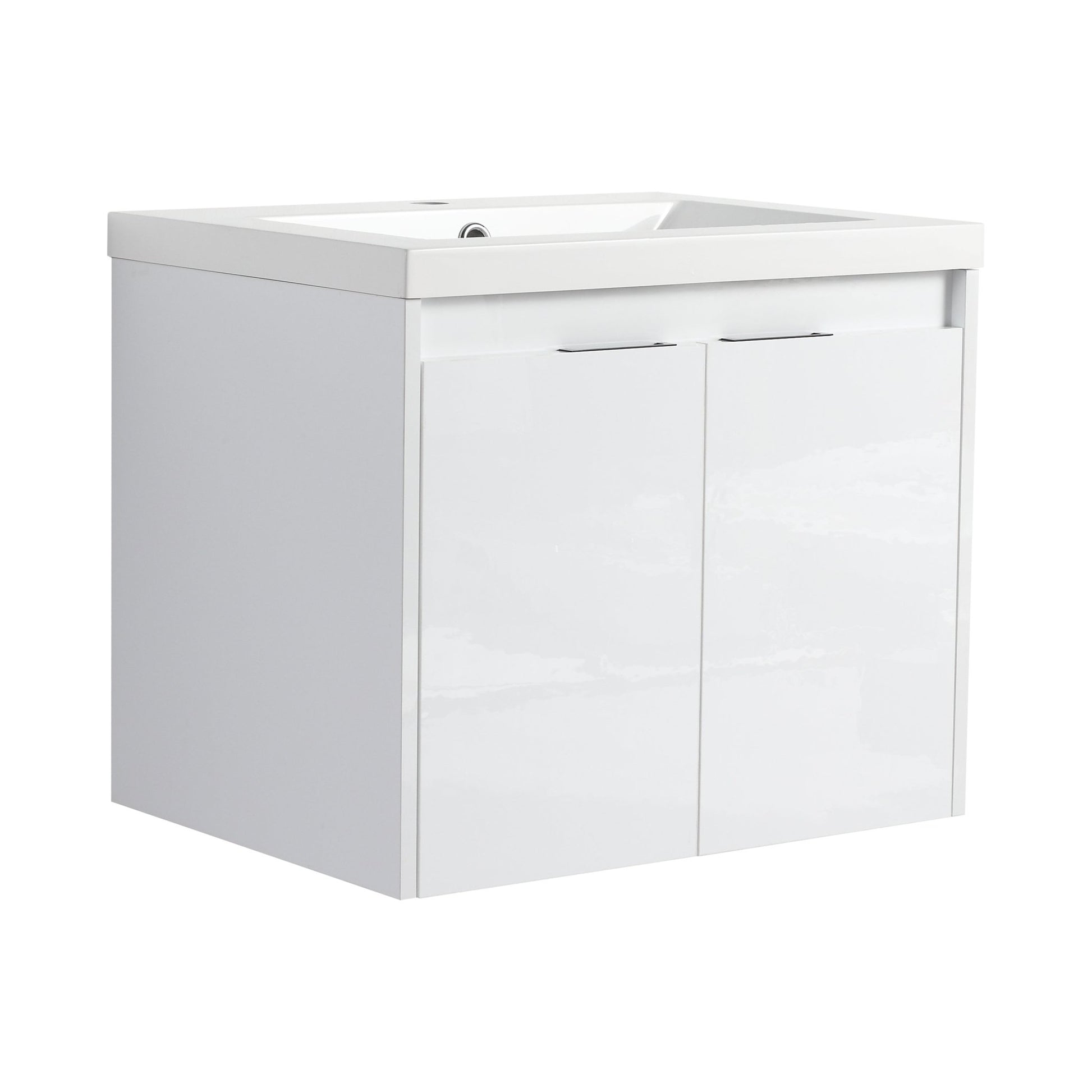 36' Bathroom Vanity With Resin Sink , 2 - Soft Close Doors and 1 - Side Cabinet, Float Mounting Design, Glossy White, Plywood(KD - Packing) - 1st Choice Furniture Direct