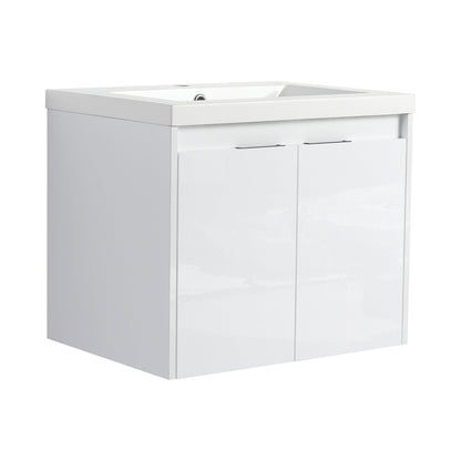 36' Bathroom Vanity With Resin Sink , 2 - Soft Close Doors and 1 - Side Cabinet, Float Mounting Design, Glossy White, Plywood(KD - Packing) - 1st Choice Furniture Direct