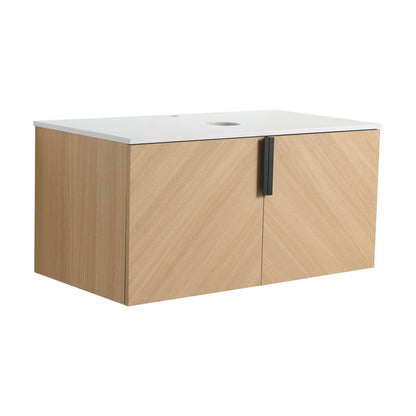 36' Bathroom Vanity With Top Artificial Stone Slab, 2 - Soft Close Door, Wall - Mounted Mounting Design, KD - Packing (Vanity Only, Without Sink) - 1st Choice Furniture Direct
