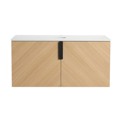36' Bathroom Vanity With Top Artificial Stone Slab, 2 - Soft Close Door, Wall - Mounted Mounting Design, KD - Packing (Vanity Only, Without Sink) - 1st Choice Furniture Direct