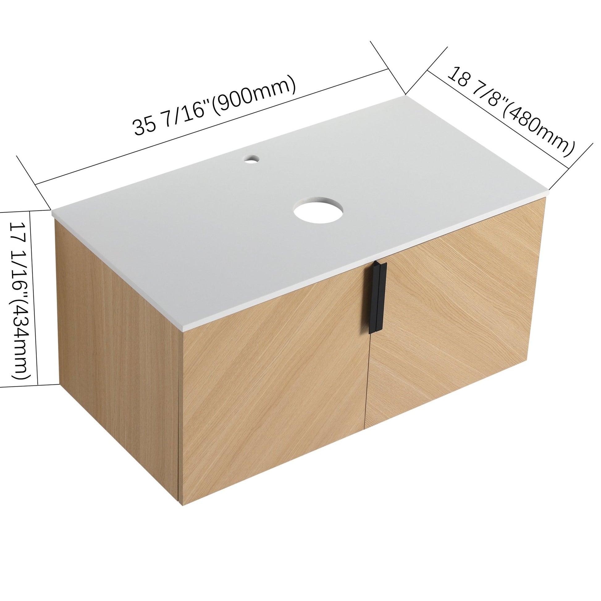 36' Bathroom Vanity With Top Artificial Stone Slab, 2 - Soft Close Door, Wall - Mounted Mounting Design, KD - Packing (Vanity Only, Without Sink) - 1st Choice Furniture Direct