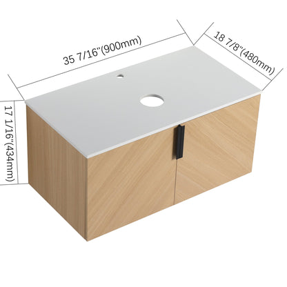 36' Bathroom Vanity With Top Artificial Stone Slab, 2 - Soft Close Door, Wall - Mounted Mounting Design, KD - Packing (Vanity Only, Without Sink) - 1st Choice Furniture Direct