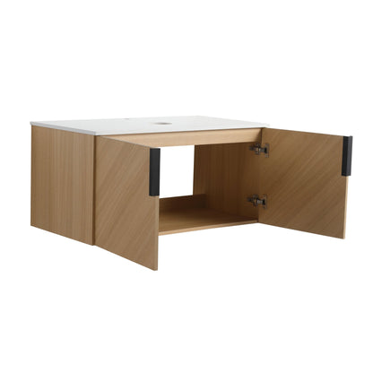 36' Bathroom Vanity With Top Artificial Stone Slab, 2 - Soft Close Door, Wall - Mounted Mounting Design, KD - Packing (Vanity Only, Without Sink) - 1st Choice Furniture Direct