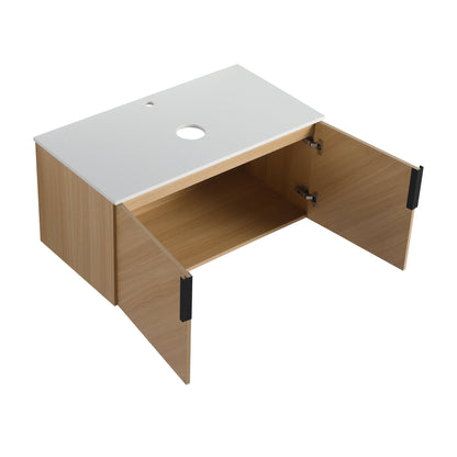 36' Bathroom Vanity With Top Artificial Stone Slab, 2 - Soft Close Door, Wall - Mounted Mounting Design, KD - Packing (Vanity Only, Without Sink) - 1st Choice Furniture Direct