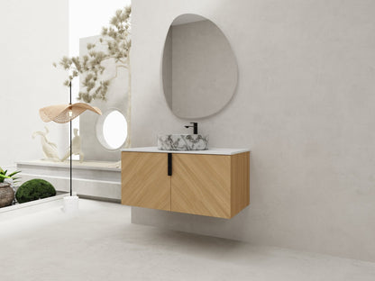 36' Bathroom Vanity With Top Ceramic Art Sink and Artificial Stone Slab, 2 - Soft Close Door, Wall - Mounted Mounting Design, Plywood (KD - Packing) - 1st Choice Furniture Direct