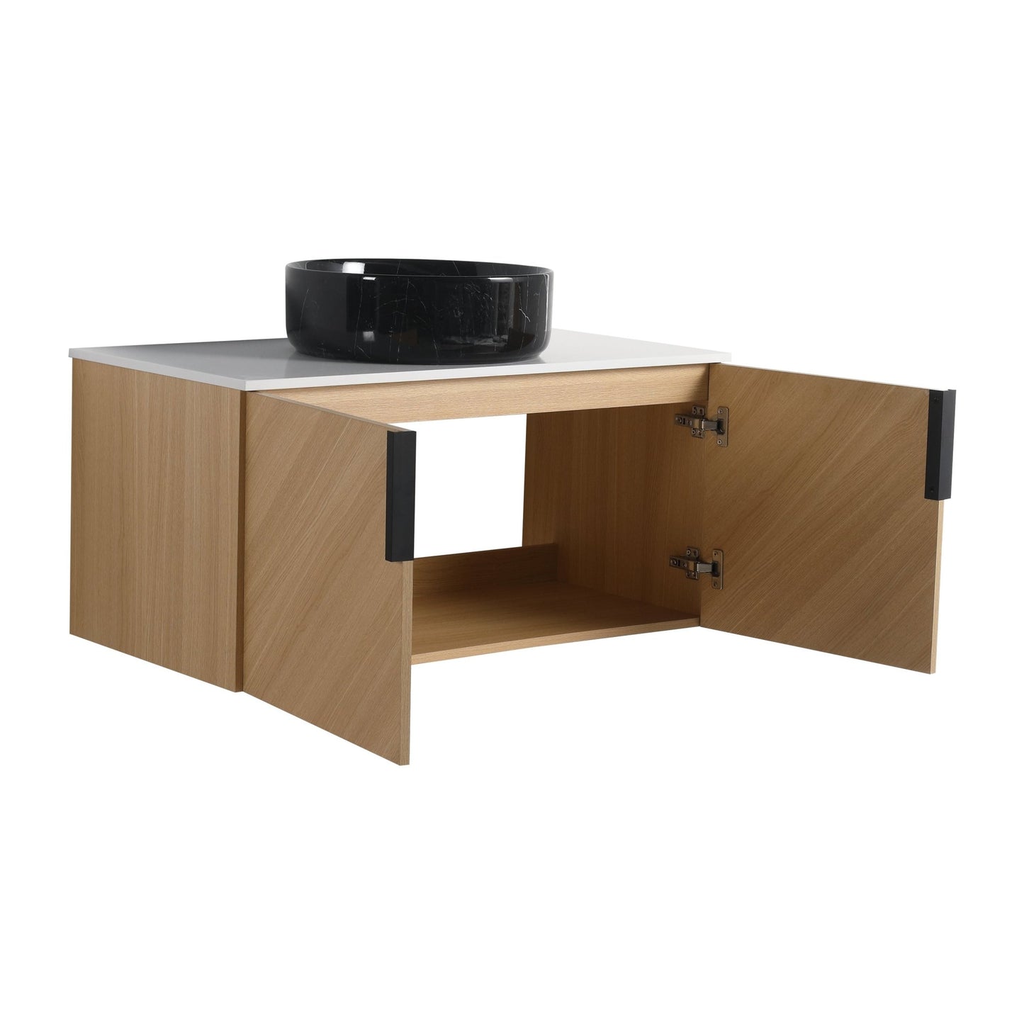 36' Bathroom Vanity With Top Ceramic Art Sink and Artificial Stone Slab, 2 - Soft Close Door, Wall - Mounted Mounting Design, Plywood (KD - Packing) - 1st Choice Furniture Direct