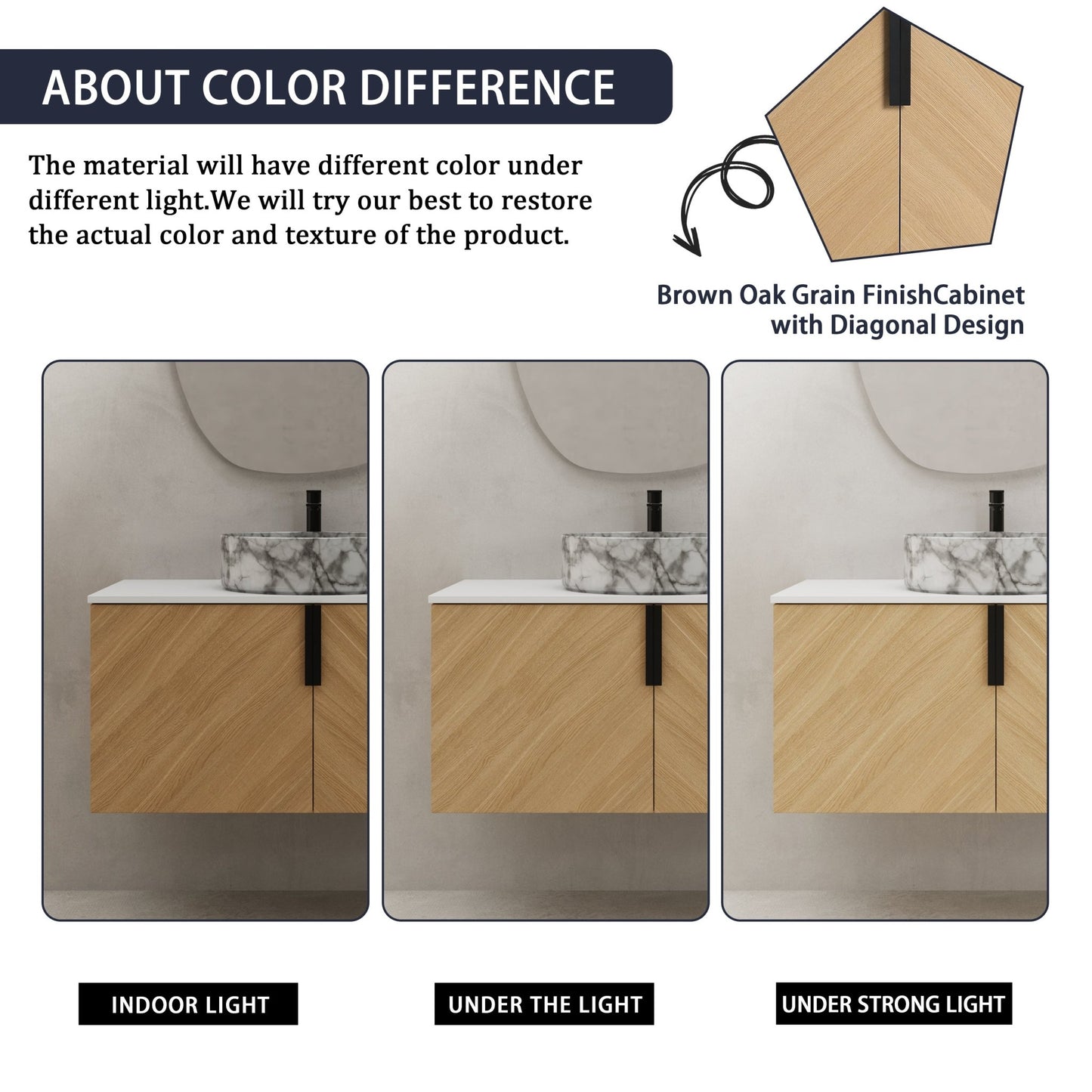 36' Bathroom Vanity With Top Ceramic Art Sink and Artificial Stone Slab, 2 - Soft Close Door, Wall - Mounted Mounting Design, Plywood (KD - Packing) - 1st Choice Furniture Direct
