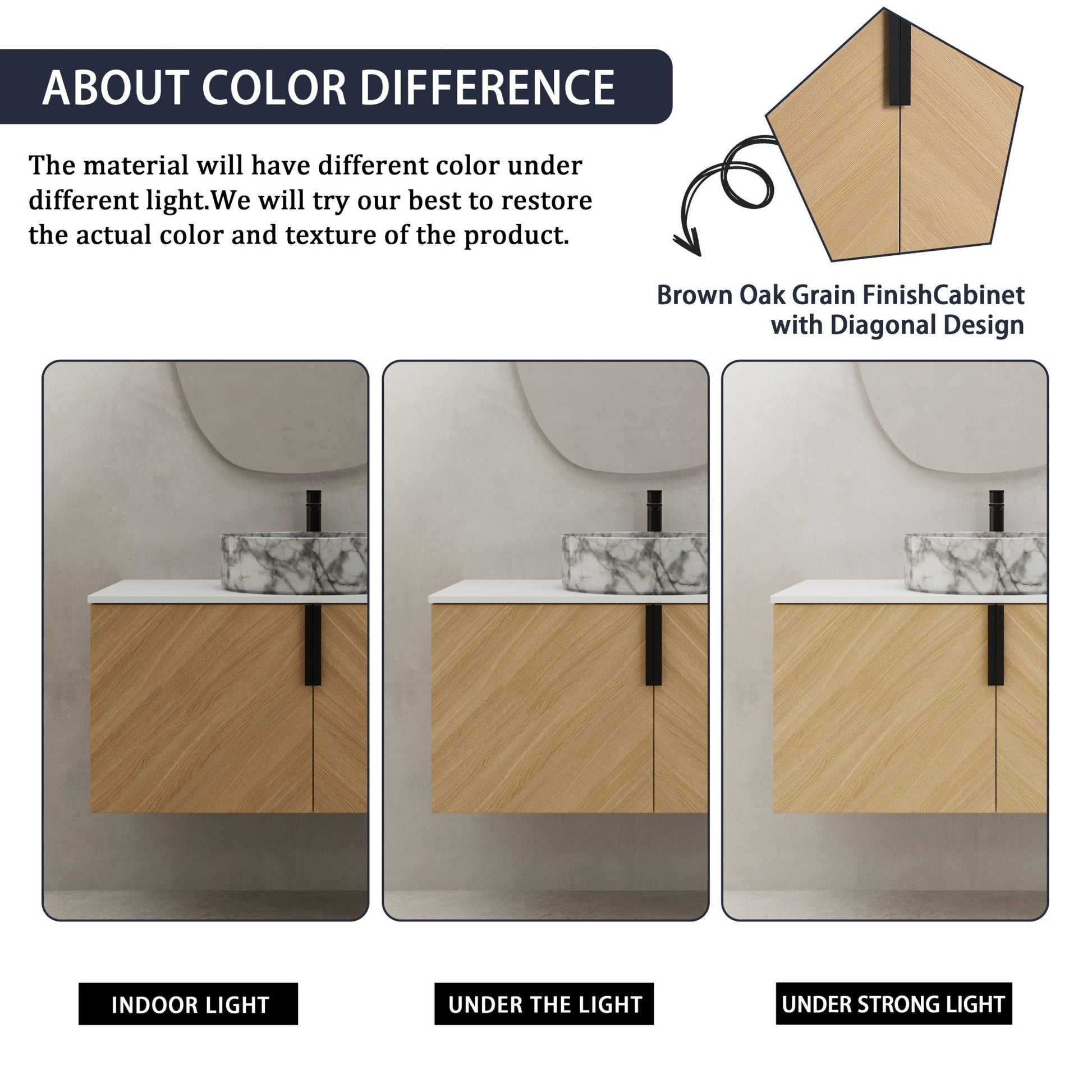 36' Bathroom Vanity With Top Ceramic Art Sink and Artificial Stone Slab, 2 - Soft Close Door, Wall - Mounted Mounting Design, Plywood (KD - Packing) - 1st Choice Furniture Direct