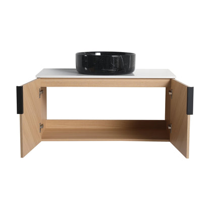 36' Bathroom Vanity With Top Ceramic Art Sink and Artificial Stone Slab, 2 - Soft Close Door, Wall - Mounted Mounting Design, Plywood (KD - Packing) - 1st Choice Furniture Direct