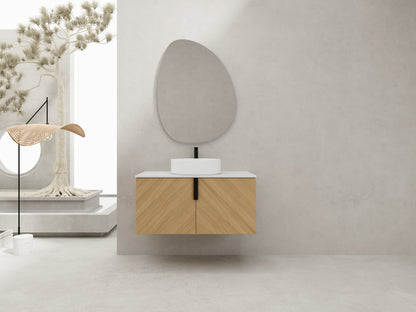 36' Bathroom Vanity With Top Ceramic Art Sink and Artificial Stone Slab, 2 - Soft Close Door, Wall - Mounted Mounting Design, Plywood (KD - Packing) - 1st Choice Furniture Direct