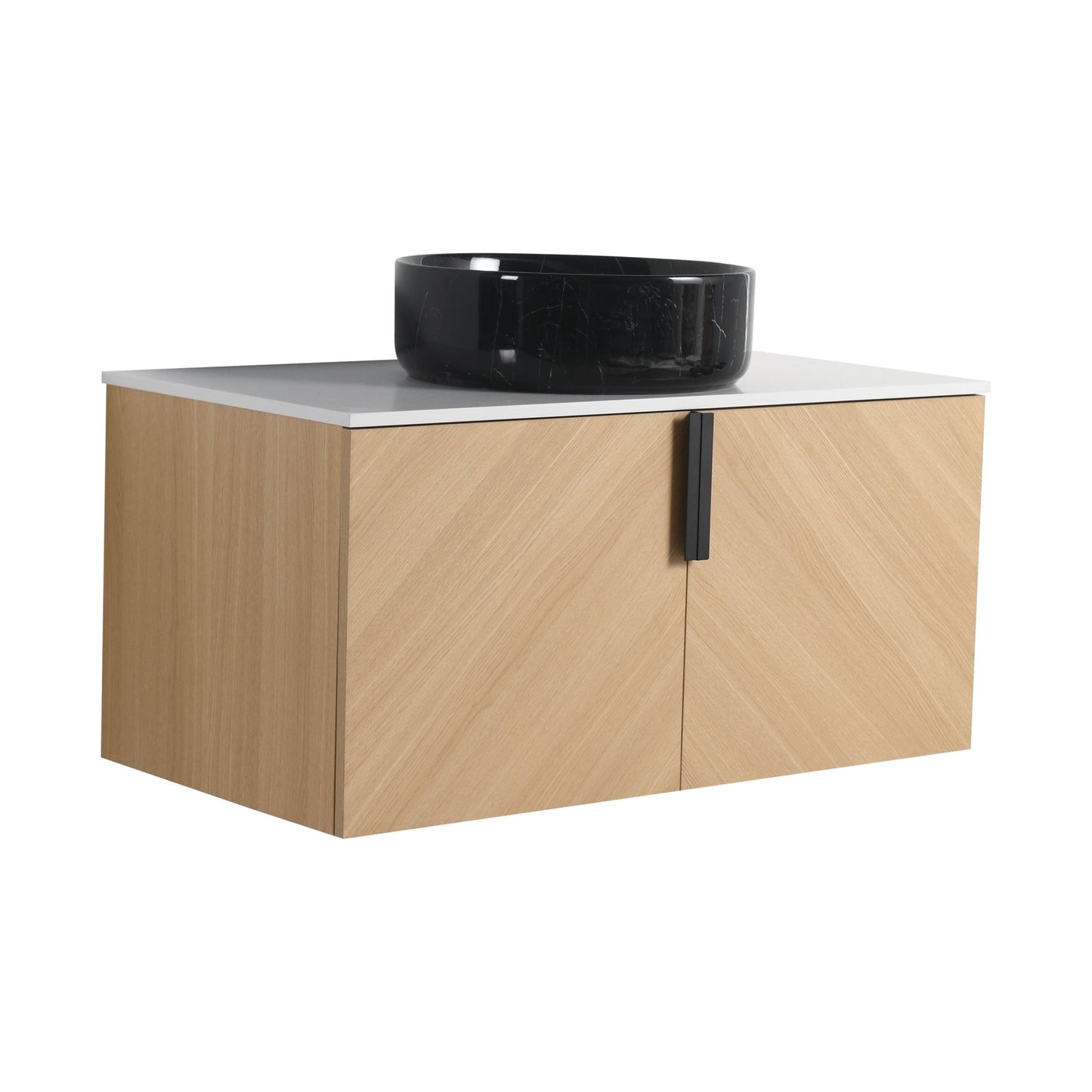 36' Bathroom Vanity With Top Ceramic Art Sink and Artificial Stone Slab, 2 - Soft Close Door, Wall - Mounted Mounting Design, Plywood (KD - Packing) - 1st Choice Furniture Direct