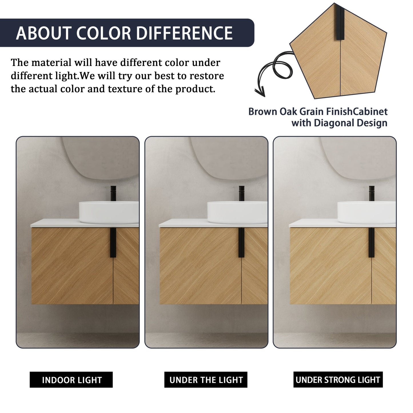 36' Bathroom Vanity With Top Ceramic Art Sink and Artificial Stone Slab, 2 - Soft Close Door, Wall - Mounted Mounting Design, Plywood (KD - Packing) - 1st Choice Furniture Direct