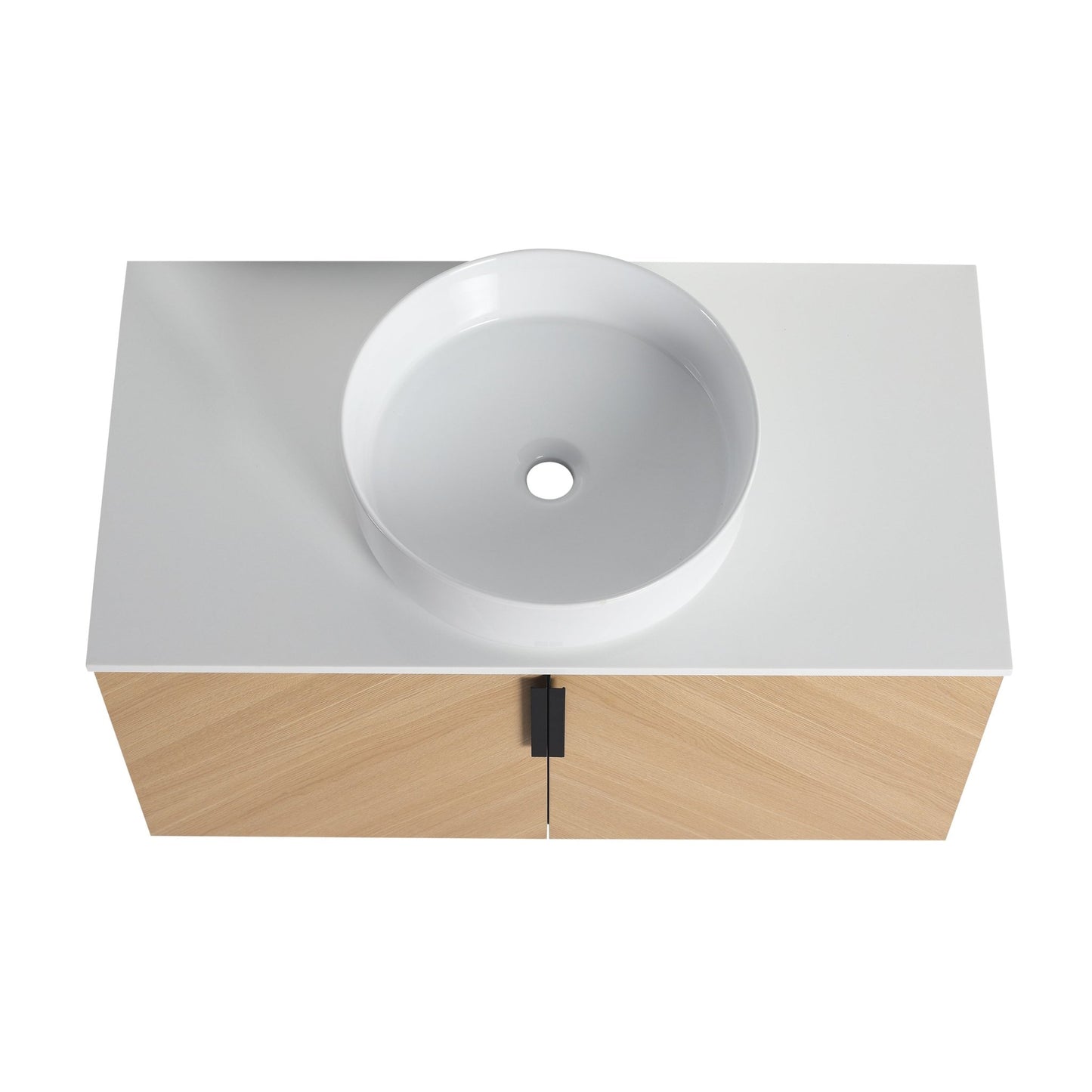 36' Bathroom Vanity With Top Ceramic Art Sink and Artificial Stone Slab, 2 - Soft Close Door, Wall - Mounted Mounting Design, Plywood (KD - Packing) - 1st Choice Furniture Direct