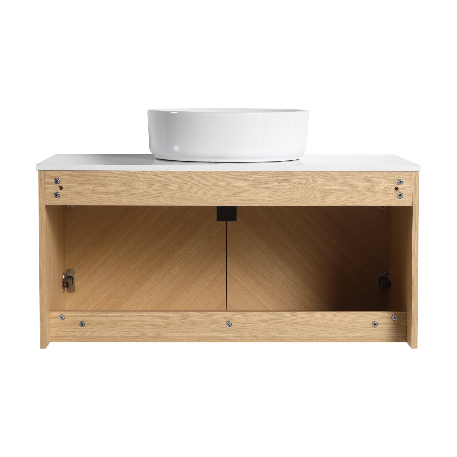 36' Bathroom Vanity With Top Ceramic Art Sink and Artificial Stone Slab, 2 - Soft Close Door, Wall - Mounted Mounting Design, Plywood (KD - Packing) - 1st Choice Furniture Direct