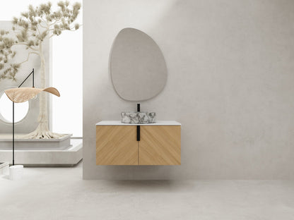 36' Bathroom Vanity With Top Ceramic Art Sink and Artificial Stone Slab, 2 - Soft Close Door, Wall - Mounted Mounting Design, Plywood (KD - Packing) - 1st Choice Furniture Direct