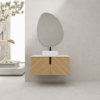 36' Bathroom Vanity With Top Ceramic Art Sink and Artificial Stone Slab, 2 - Soft Close Door, Wall - Mounted Mounting Design, Plywood (KD - Packing) - 1st Choice Furniture Direct