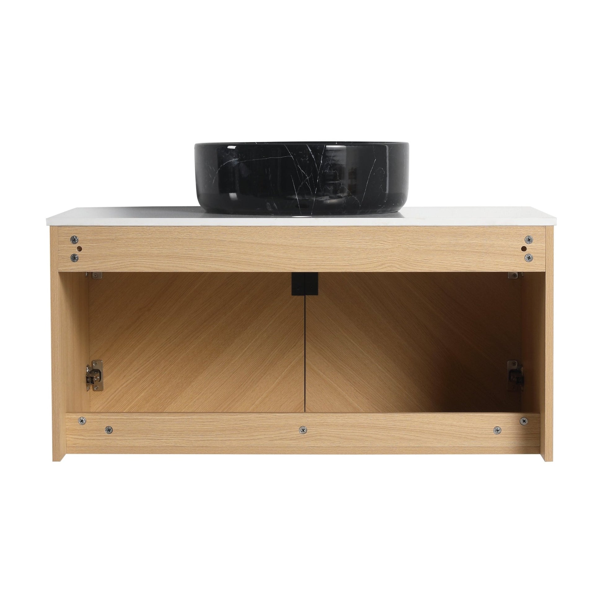 36' Bathroom Vanity With Top Ceramic Art Sink and Artificial Stone Slab, 2 - Soft Close Door, Wall - Mounted Mounting Design, Plywood (KD - Packing) - 1st Choice Furniture Direct