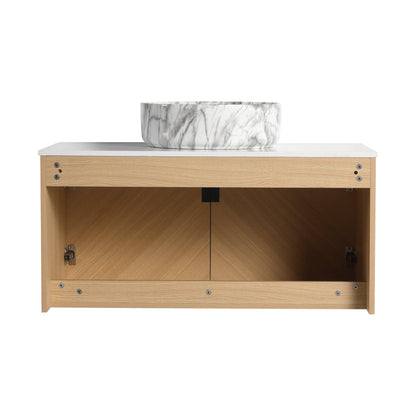 36' Bathroom Vanity With Top Ceramic Art Sink and Artificial Stone Slab, 2 - Soft Close Door, Wall - Mounted Mounting Design, Plywood (KD - Packing) - 1st Choice Furniture Direct