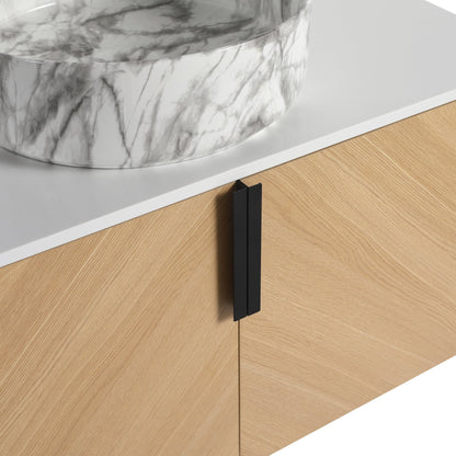 36' Bathroom Vanity With Top Ceramic Art Sink and Artificial Stone Slab, 2 - Soft Close Door, Wall - Mounted Mounting Design, Plywood (KD - Packing) - 1st Choice Furniture Direct