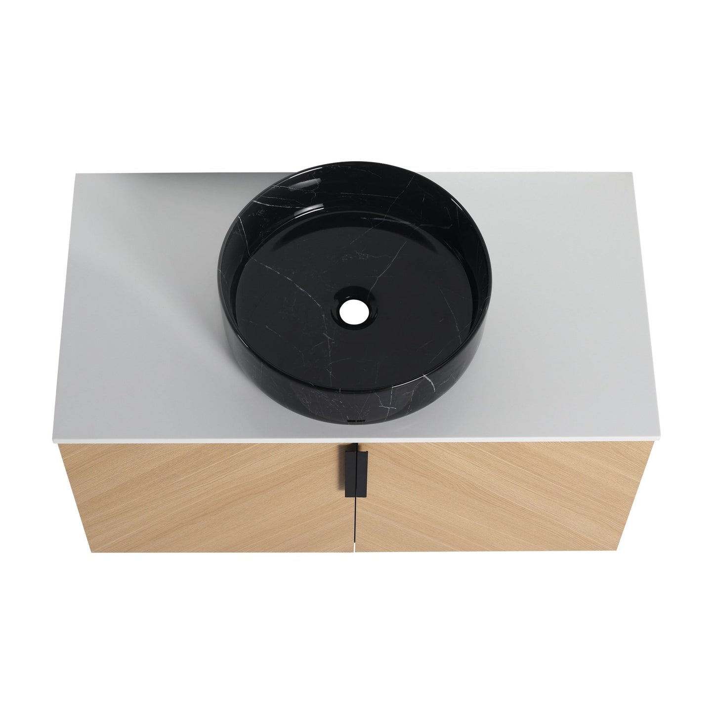 36' Bathroom Vanity With Top Ceramic Art Sink and Artificial Stone Slab, 2 - Soft Close Door, Wall - Mounted Mounting Design, Plywood (KD - Packing) - 1st Choice Furniture Direct
