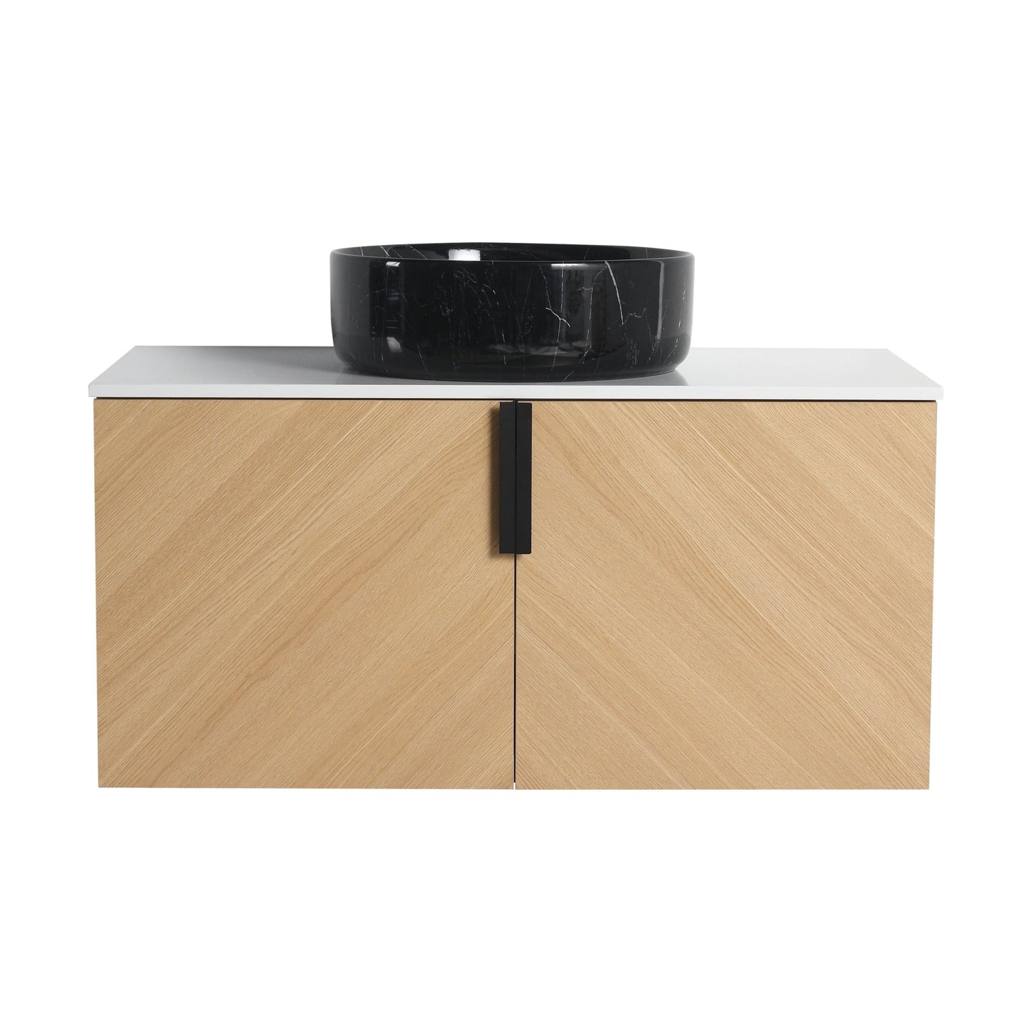 36' Bathroom Vanity With Top Ceramic Art Sink and Artificial Stone Slab, 2 - Soft Close Door, Wall - Mounted Mounting Design, Plywood (KD - Packing) - 1st Choice Furniture Direct