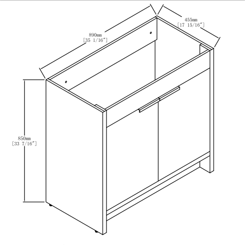 36' Freestanding Bathroom Vanity & 2 Soft - Close Cabinet Doors ((KD - PACKING),Only Vanity without Top - BVB02436IMO - 1st Choice Furniture Direct