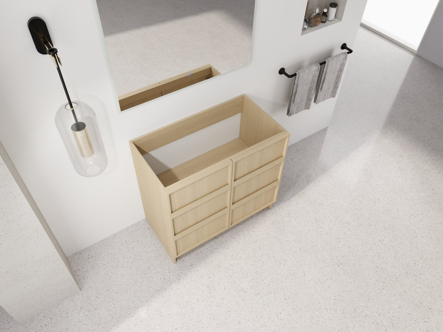 36' Freestanding Bathroom Vanity & 2 Soft - Close Cabinet Doors, Plywood, Dune Oak (KD - PACKING) - Excluding Sink - 1st Choice Furniture Direct