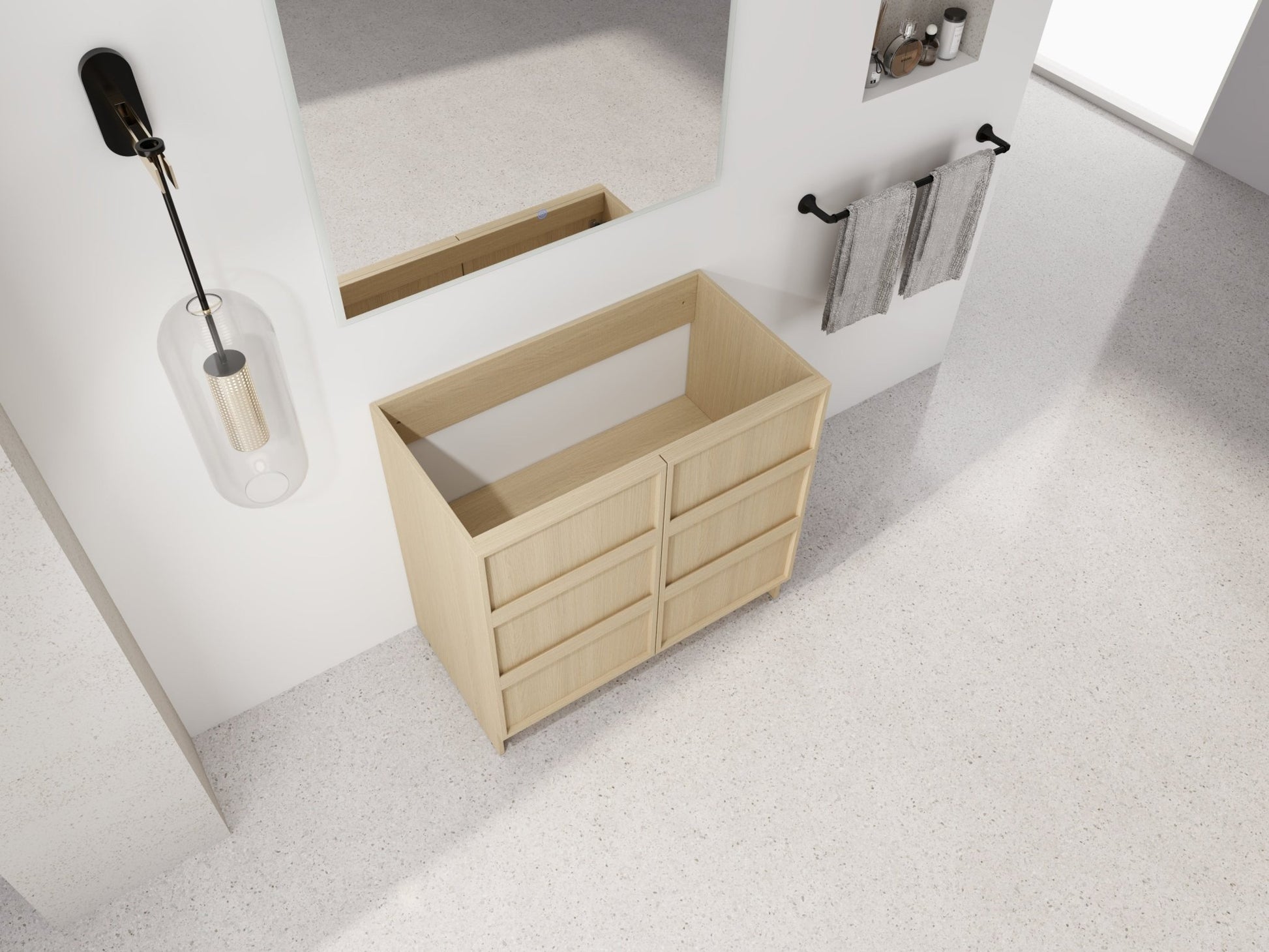 36' Freestanding Bathroom Vanity & 2 Soft - Close Cabinet Doors, Plywood, Dune Oak (KD - PACKING) - Excluding Sink - 1st Choice Furniture Direct