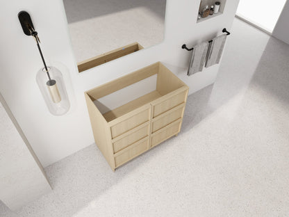 36' Freestanding Bathroom Vanity & 2 Soft - Close Cabinet Doors, Plywood, Dune Oak (KD - PACKING) - Excluding Sink - 1st Choice Furniture Direct