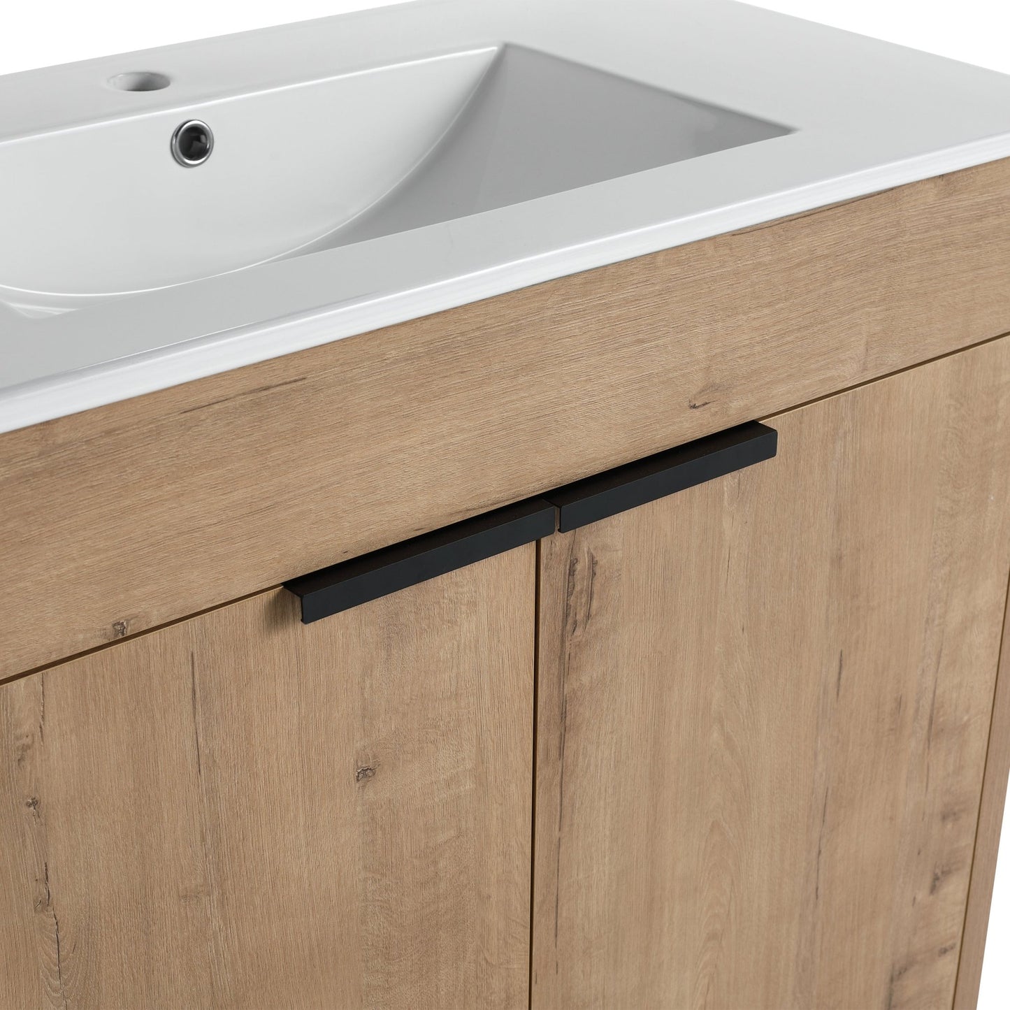 36' Freestanding Bathroom Vanity with White Ceramic Sink & 2 Soft - Close Cabinet Doors ((KD - PACKING),BVB02436IMO - F - BL9090B - 1st Choice Furniture Direct