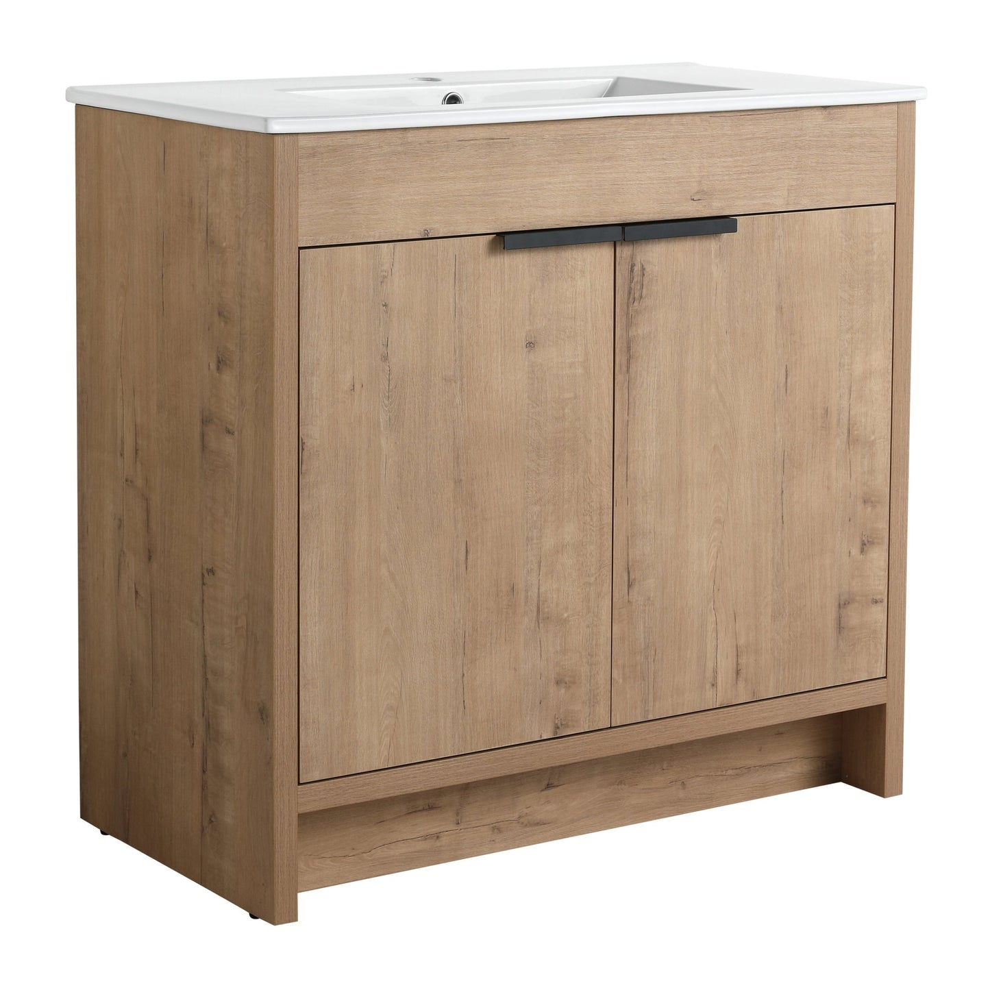 36' Freestanding Bathroom Vanity with White Ceramic Sink & 2 Soft - Close Cabinet Doors ((KD - PACKING),BVB02436IMO - F - BL9090B - 1st Choice Furniture Direct