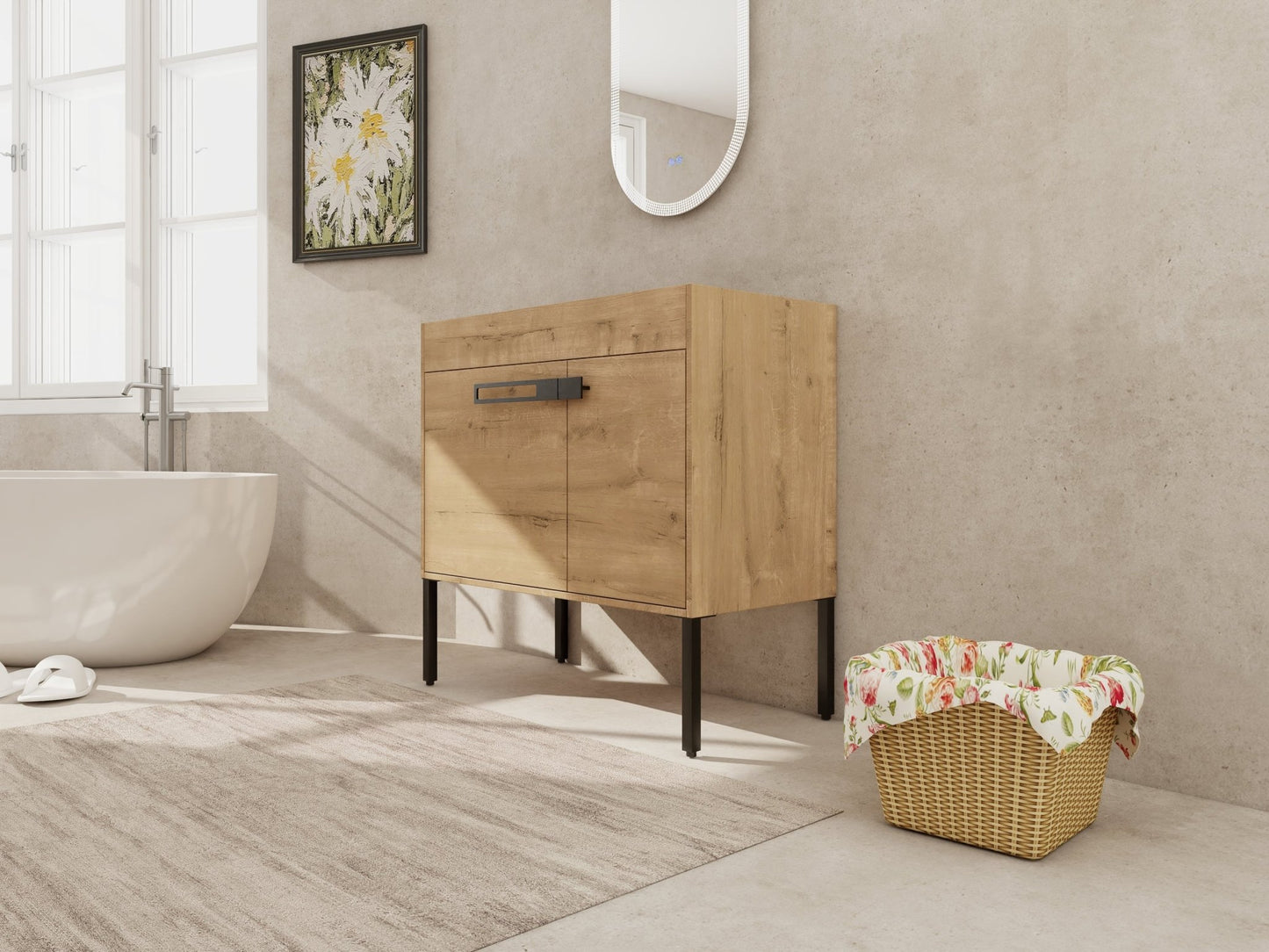 36 Inch Bathroom Vanity, Freestanding Bathroom Vanity or Floating is Optional Conversion.36*18 - 00336IMO - 1(KD - Packing) - Only Includes Vanity, Excluding Sink - 1st Choice Furniture Direct