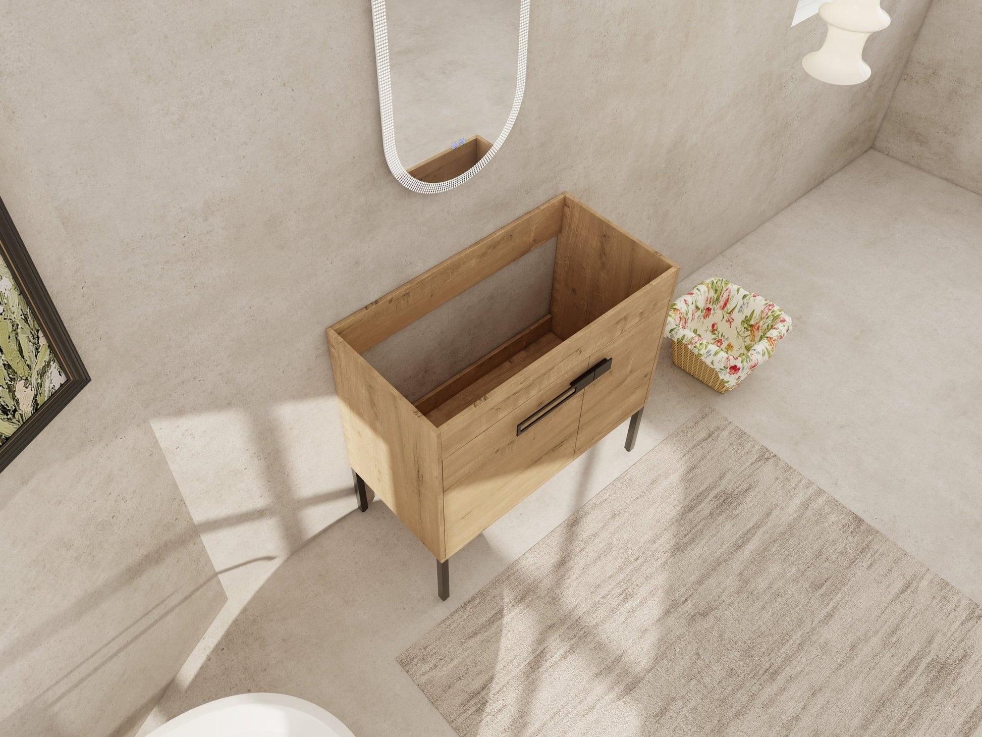 36 Inch Bathroom Vanity, Freestanding Bathroom Vanity or Floating is Optional Conversion.36*18 - 00336IMO - 1(KD - Packing) - Only Includes Vanity, Excluding Sink - 1st Choice Furniture Direct